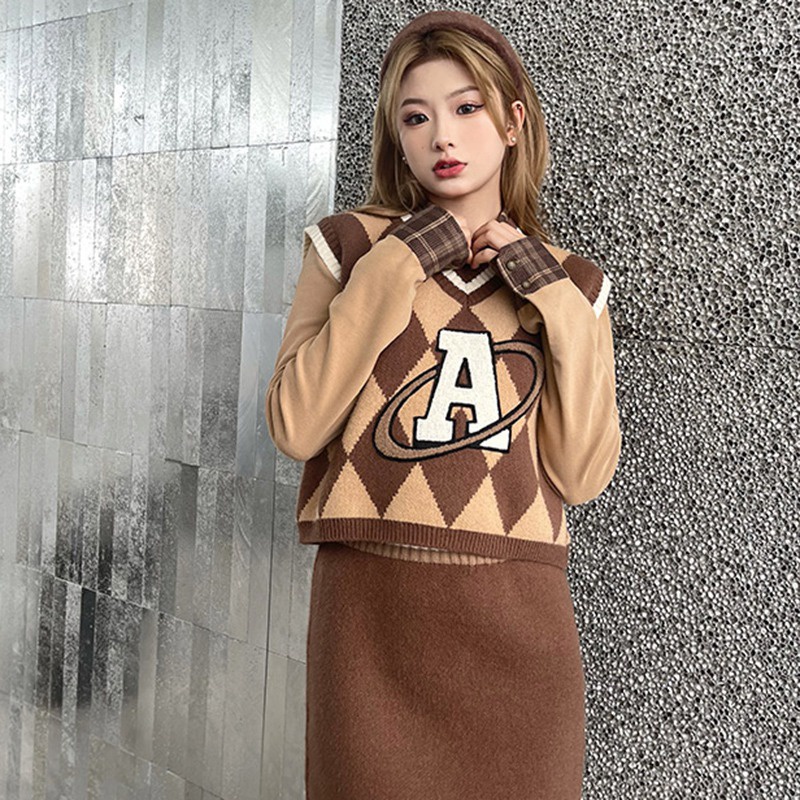 Áo len không tay cổ chữ V thời trang dành cho nữ