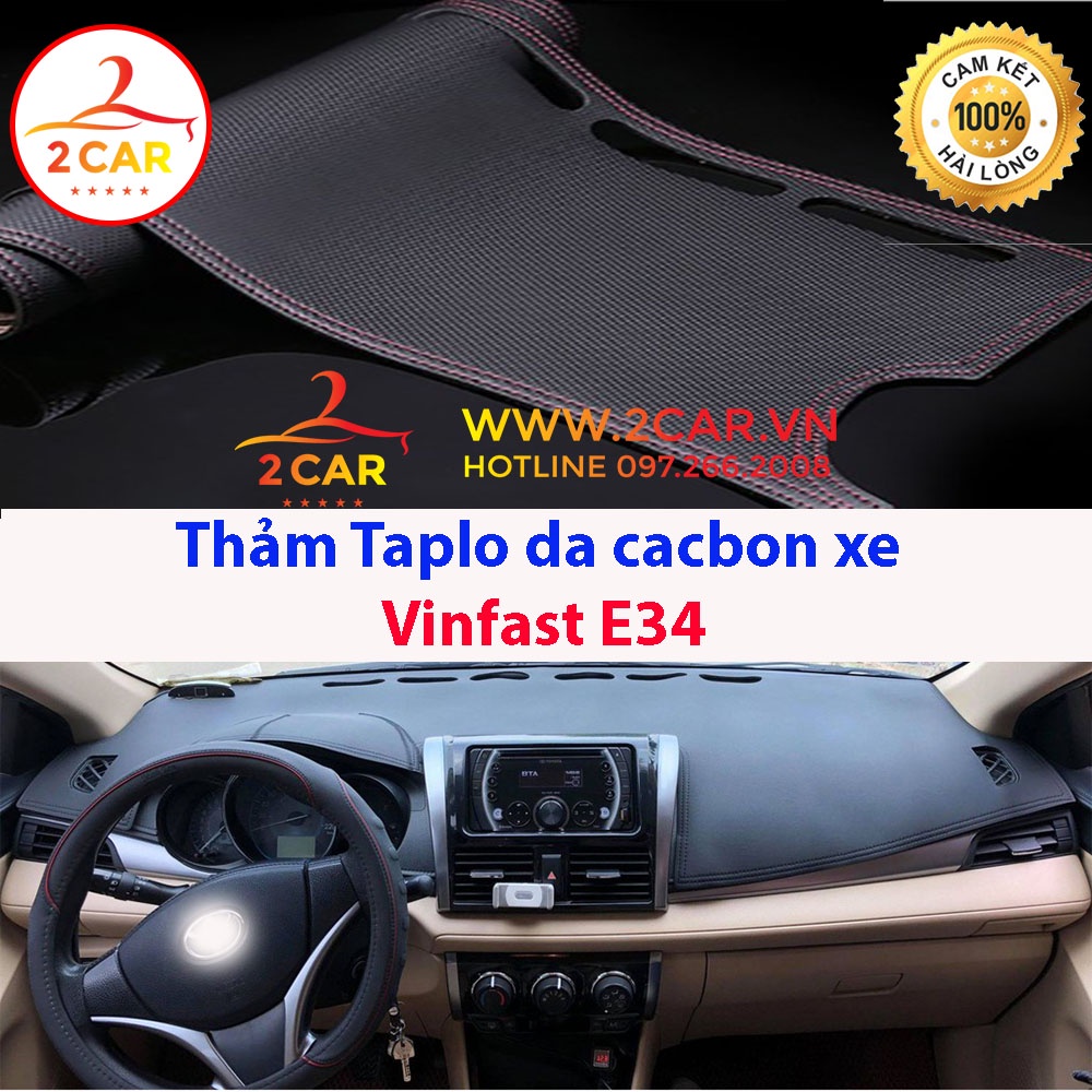 Thảm Taplo Da Carbon Xe Vinfast E34 2022, chống nóng tốt, chống trơn trượt, vừa khít theo xe