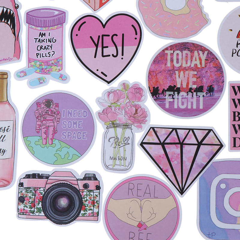 Set 53 Sticker Dán Trang Trí Va Li / Va Li Họa Tiết Dễ Thương Vui Nhộn