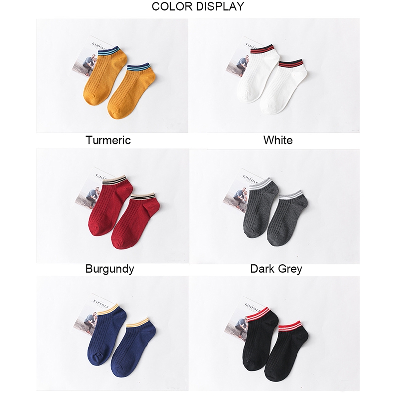 Vớ vải cotton cổ thấp chống trượt họa tiết kẻ hai sọc dành cho học sinh