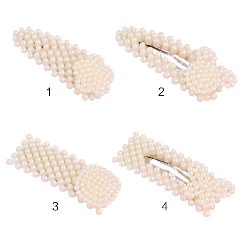 Kẹp Tóc BB Đính Ngọc Trai Giả Hình Học Cho Nữ