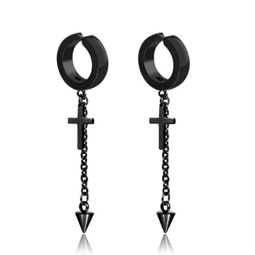 Bông Tai Nam Loại Kẹp Ko Cần Bấm Lỗ Tai Titan Không Đen TT 2315 - 1 Cái