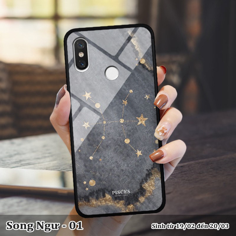 Ốp kính Xiaomi Mi 8 in cung hoàng đạo