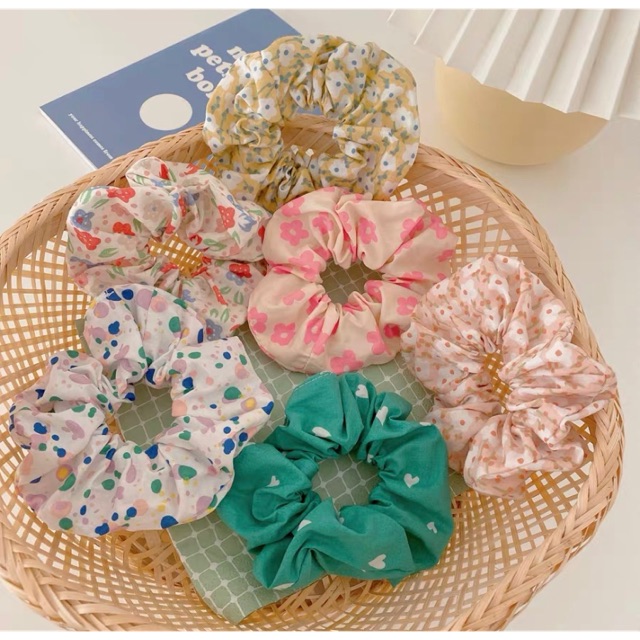 CỘT TÓC SCRUNCHIES - Hoa vintage nhiều hình