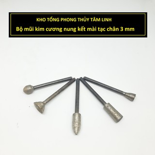 Mũi mài kim cương nung kết chân 3 mm chuyên dụng điêu khắc đá| Kho tổng Phong Thủy Tâm Linh