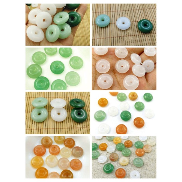 Đá ngọc bội tròn làm phụ kiện cổ trang dây treo đồng tâm