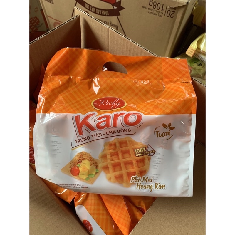 Bánh Karo Richy trứng tươi chà bông sợi gà/ phô mai hoàng kim túi 156g