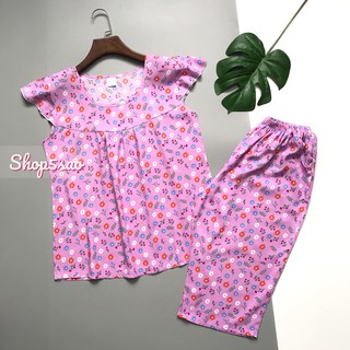 Đồ bộ lanh (tole) mặc nhà nữ trung niên SHOP5SAO quần lửng có túi [CÓ BIGSIZE] (50-75kg)