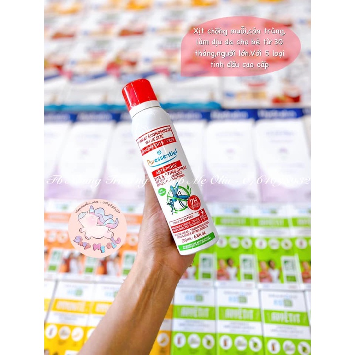 Xịt muỗi, côn trùng Puressentiel làm dịu da cho bé từ 30 tháng và người lớn 200ml date 2024