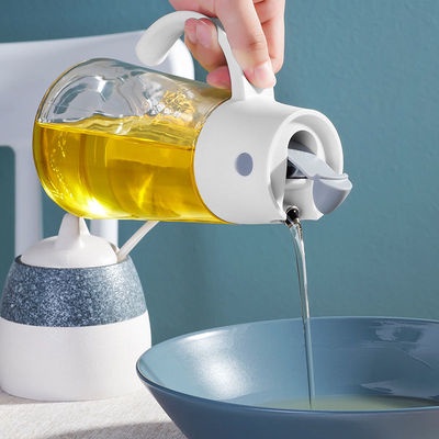 Bình Đựng Dầu Ăn, Gia Vị Thủy Tinh Thiết Kế Tự Mở Nắp Khi Rót Dung Tích 550ML - Thủy Tinh Cao Cấp Trong Suốt Dày Dặn
