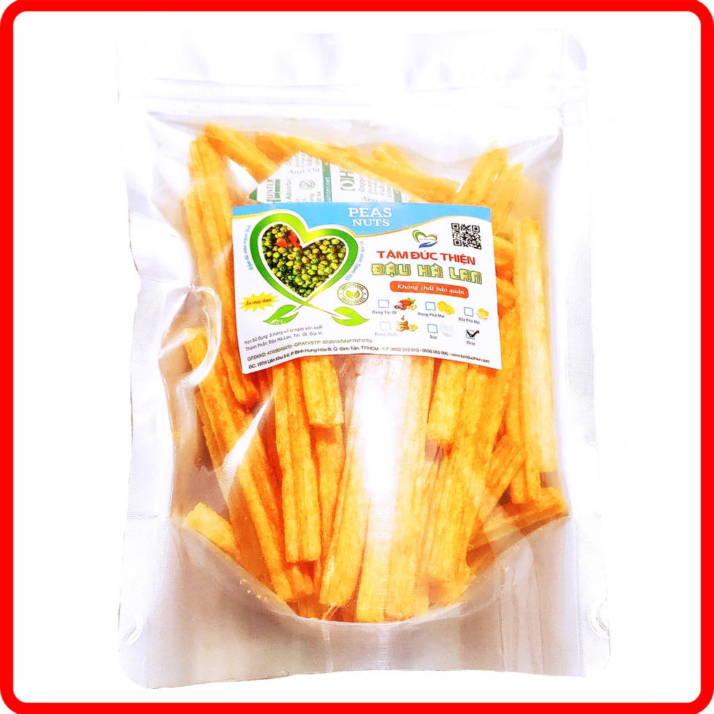Combo 2 Túi: Đậu Phộng Da Cá Dâu Tây 500GR và Túi Bánh Khoai Tây Phô Mai Que &amp; Đậu Hà Lan 205GR Tâm Đức Thiện