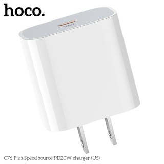 Cốc sạc nhanh Hoco C76 Plus Chân dẹp, Cổng TypeC PD 20W (Trắng)