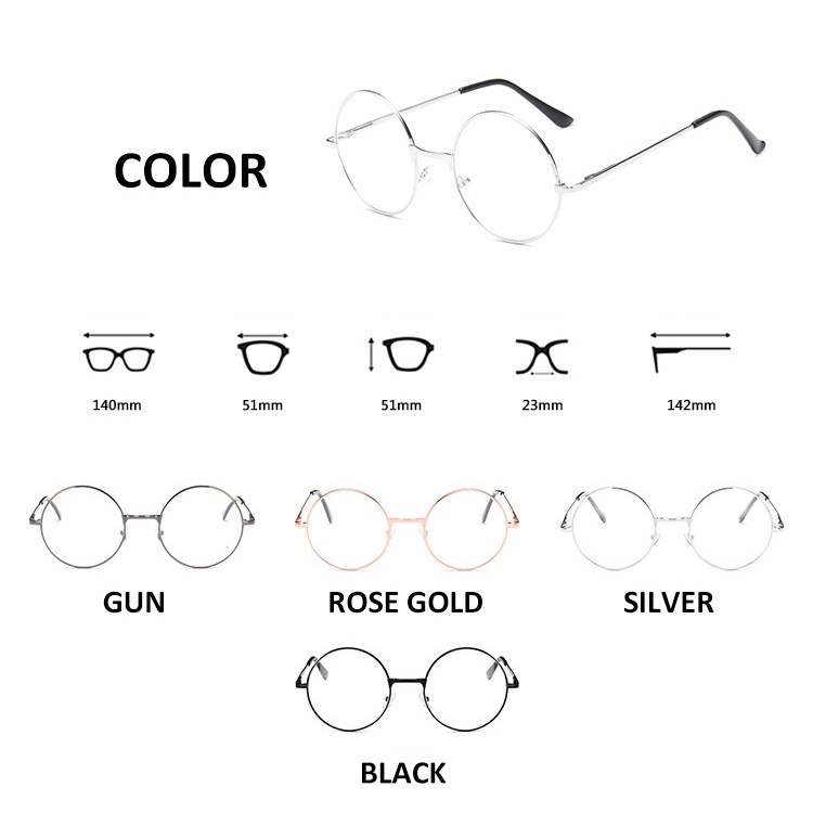 【HENGHA】COD Retro Vintage Round Metal Frame Eyeglasses Myopia Glasses Women/Men