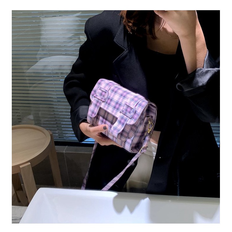 Túi đeo chéo xách tay JASMIN NOIR dáng vuông nhỏ họa tiết sọc ca rô dây mảnh phong cách Hàn Quốc thời trang cho nữ