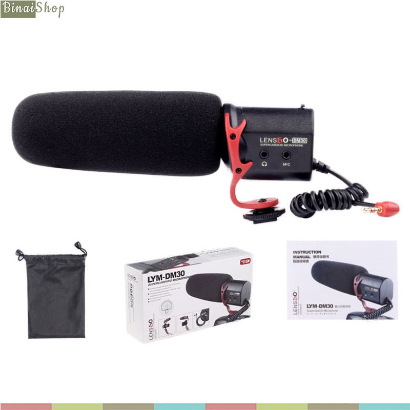 [Mã ELHACE giảm 4% đơn 300K] Lensgo LYM-DM30 - Microphone Shotgun Hướng Thu Super Cardioid Cho Máy Ảnh