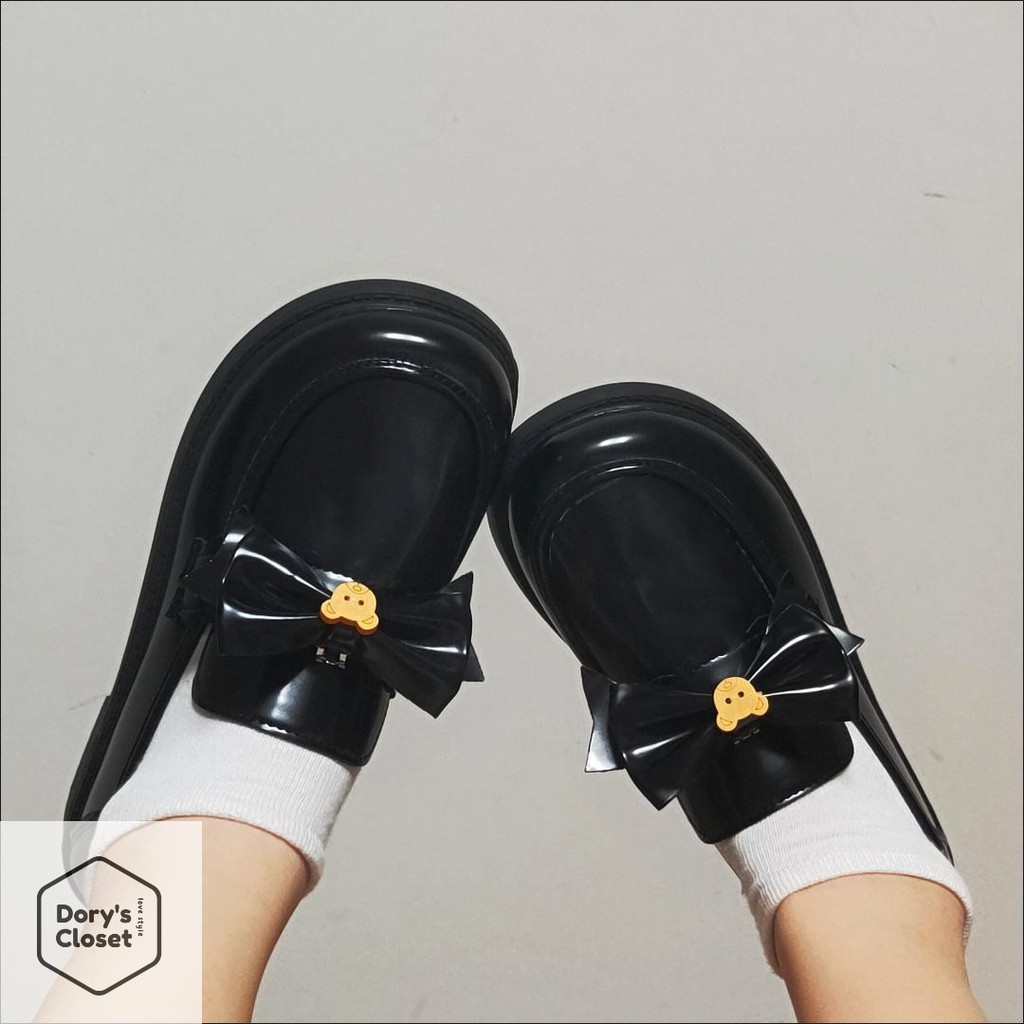 [Có sẵn &amp; Đặt trước] Giày doll / giày lolita cài nơ gấu đáng yêu nhà Dory( nơ có thể tháo rời)