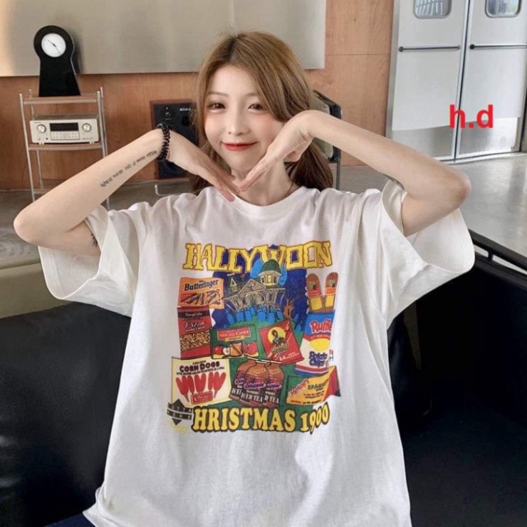 Áo thun tay lỡ - áo phông in HaLLy chất cotton-Thời trang-Phong cách trẻ