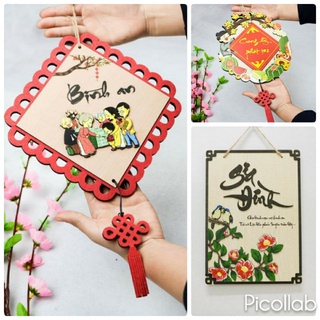 Biển gỗ trang trí tết, treo cửa, decor trang trí, treo tường