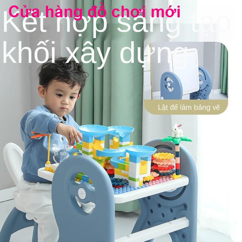 Lớn Bộ bàn ghế lắp ráp hạt xây dựng cậu bé xếp hình trẻ em trí thông minh đa chức năng não cho