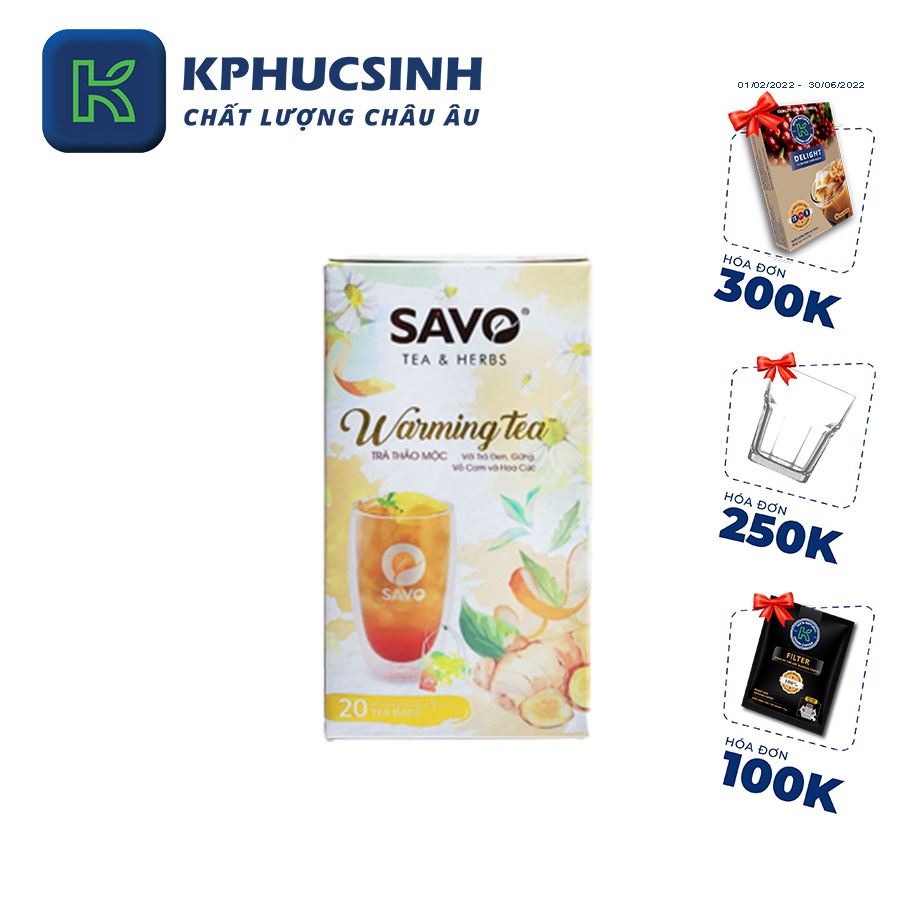 Trà Savo warming tea 20 gói x 2g KPHUCSINH - Hàng Chính Hãng