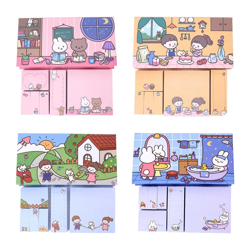 Bộ 320 Tờ Giấy Ghi Chú Bỏ Túi Họa Tiết Hoạt Hình Dễ Thương