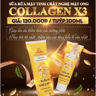 Sữa rửa mặt nghệ mật ong Collagen X3 Mỹ Phẩm Đông Anh Chính Hãng CTY
