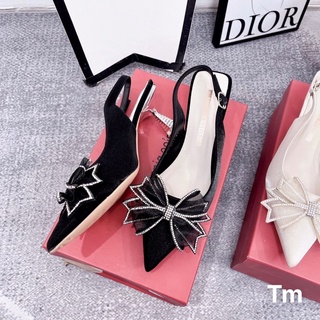 Sandal cao gót chất lụa nơ đá hàng cao cấp fullbox