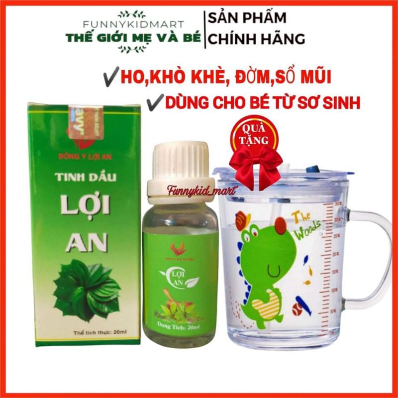 Tinh dầu Lợi an bôi ho, sổ mũi, khò khè cho bé, Tặng Cốc Chia Vạch - Tinh dầu trầu không lợi an