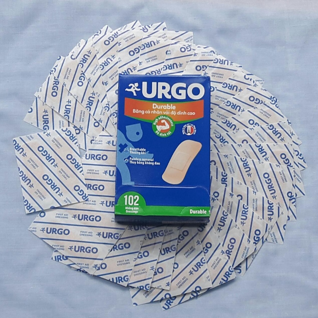 [102/ miếng] Băng Cá Nhân Vải Độ Dính Cao Urgo Durable thay băng không đau thoáng khí