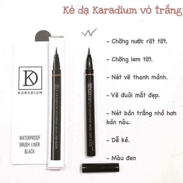 Bút Kẻ Mắt Nước Karadium Waterproof Brush Liner Black 0.55g