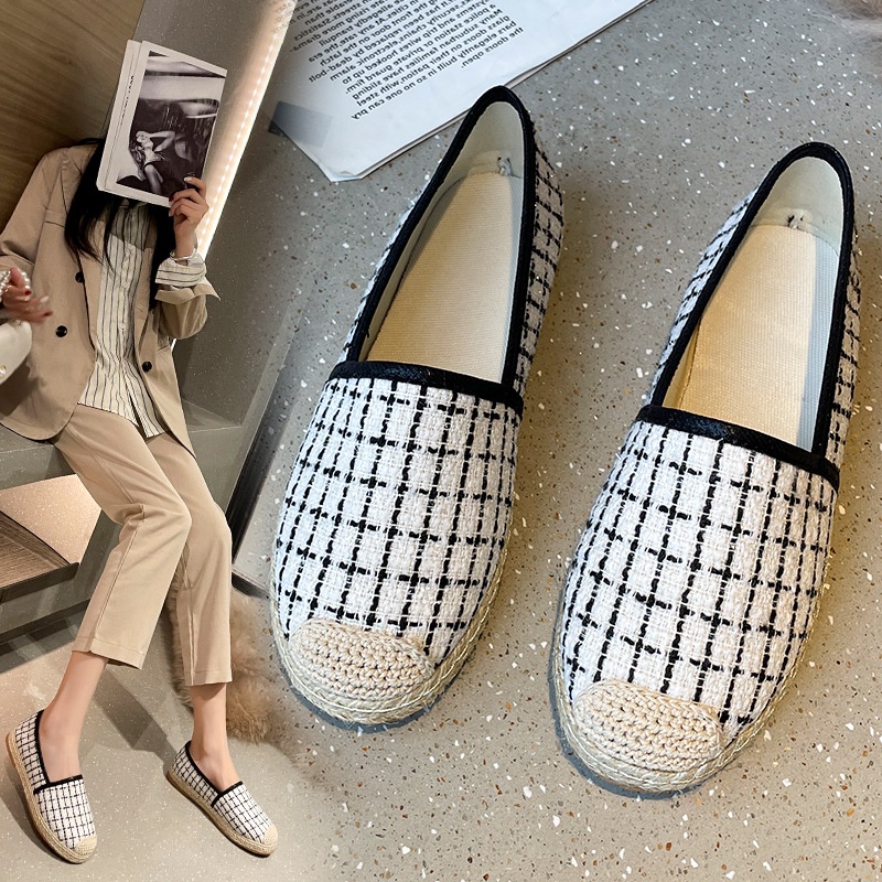 Giày đế mềm IELGY in họa tiết kẻ sọc kiểu Hàn Quốc cho nữ