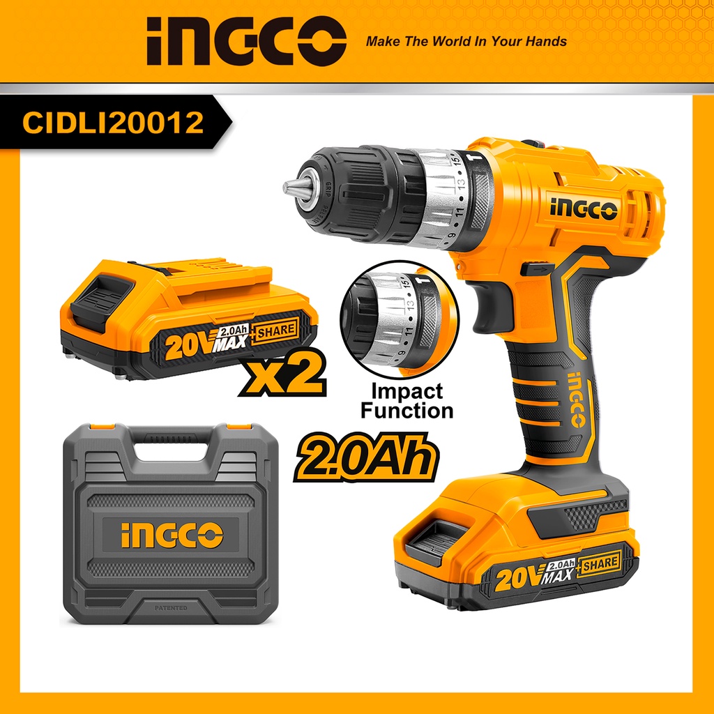 Máy khoan vặn vít dùng pin 20V INGCO CIDLI20012