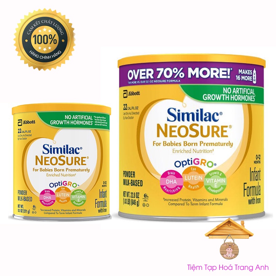 Sữa Similac Neosure 371g 646g Mỹ cho bé