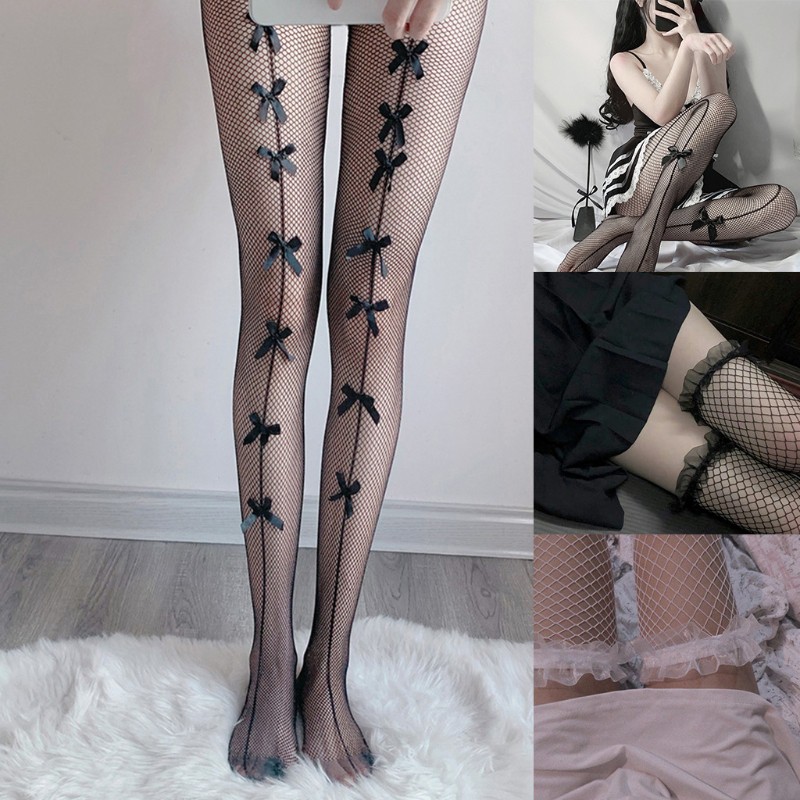 Đôi Tất Lưới Dài Đính Nơ Gợi Cảm Cho Nữ