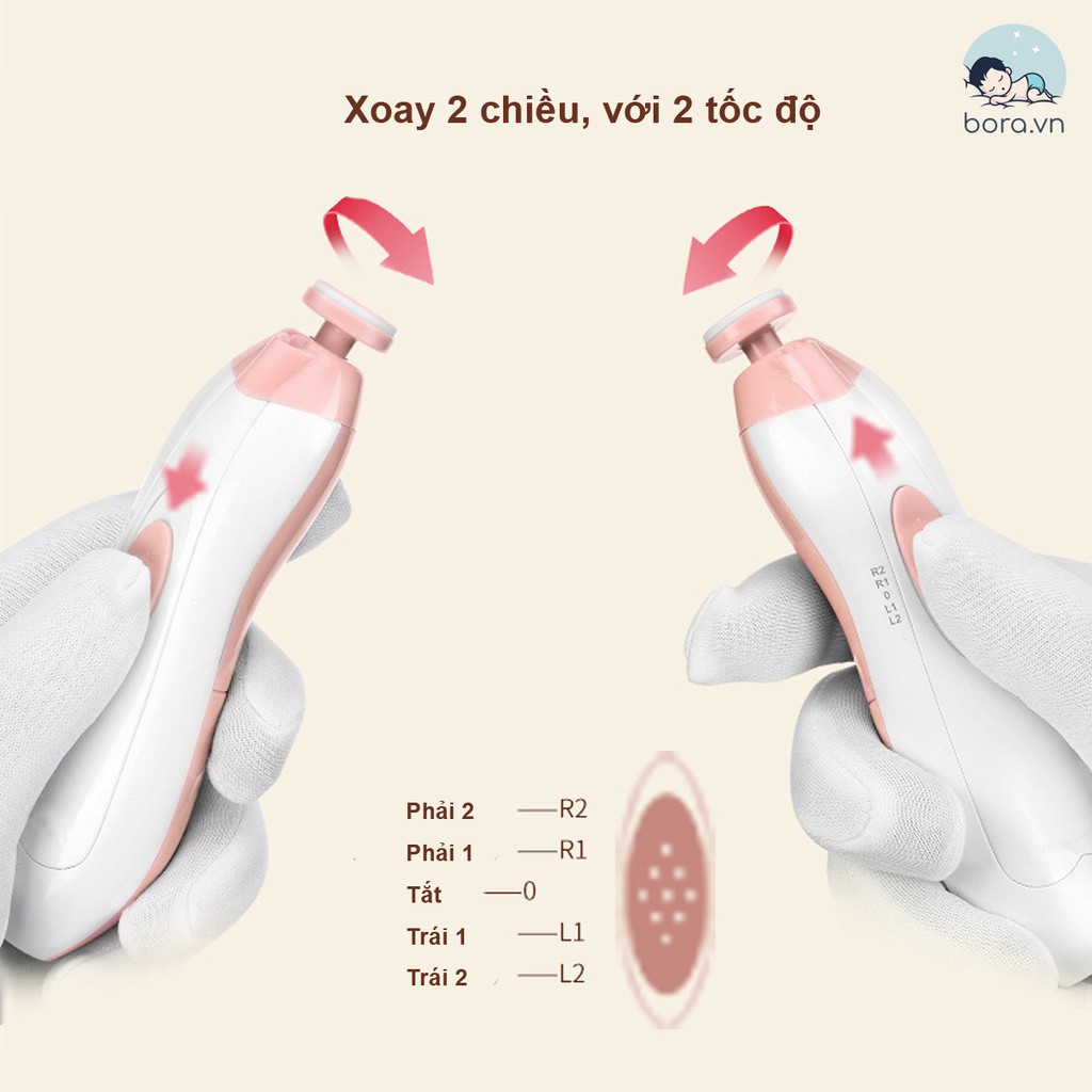 Máy Dũa Móng Tay Cho Bé Umoo, mài móng tay thông minh, an toàn 6 chức năng