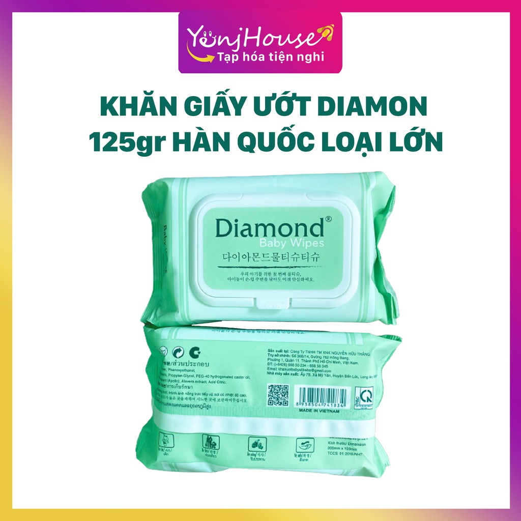 KHĂN GIẤY ƯỚT DIAMON 125G HÀN QUỐC LOẠI LỚN – YENJHOUSE