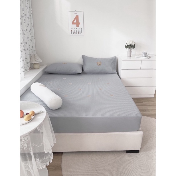 Ga gối chun trần Gấu Bear Cotton Linen cao cấp
