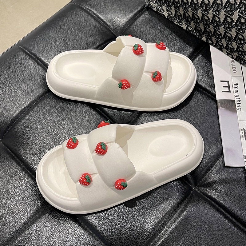 Dép bánh mì Sticker DÂU TÂY mẫu mới kèm clip thật