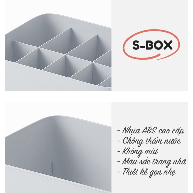 Hộp đựng đồ lót SBox - Hộp nhựa đựng đồ lót 1 - 15 ngăn thiết kế vừa vặn, phù hợp không gian sống