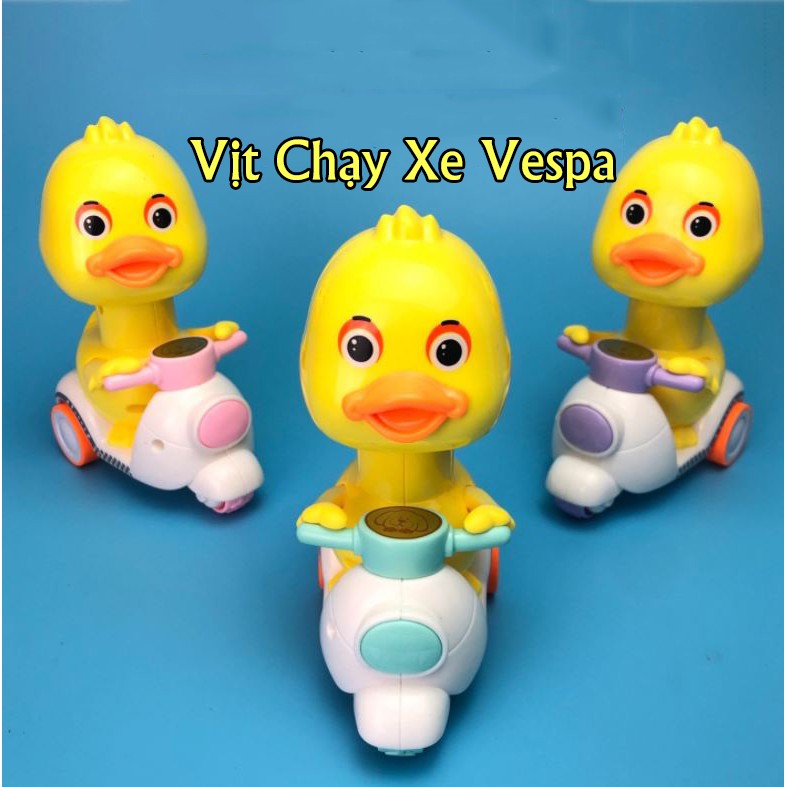 Đồ Chơi Vịt Chạy Xe Vespa 🔥SIÊU HOT🔥 đồ chơi cho bé Cót Nhấn có thiết kế hình chú vịt con dễ thương đi xe máy