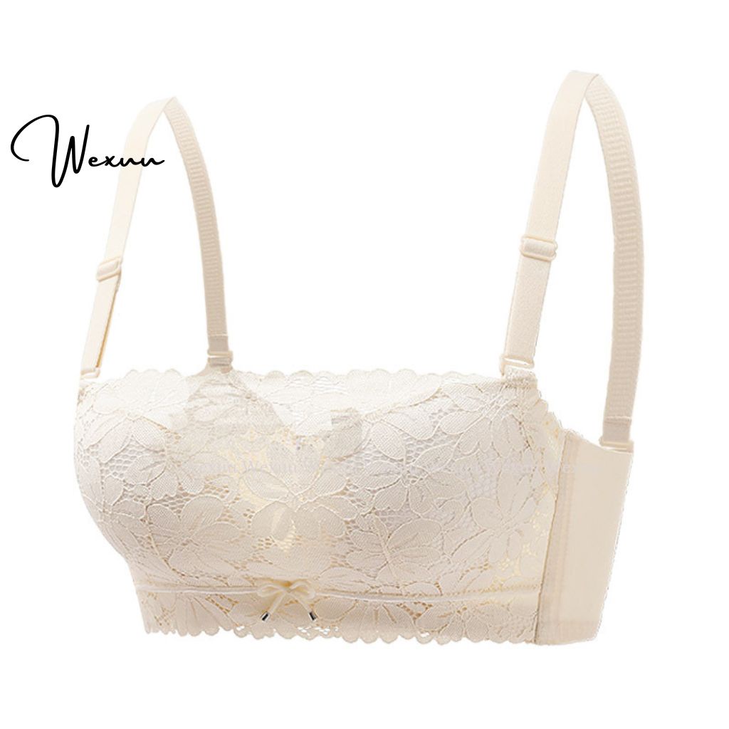 Áo lót nữ ren hoa WEXUU thiết kế quây ngang sexy vải Su siêu mát không gọng đệm dày nâng ngực - AV57