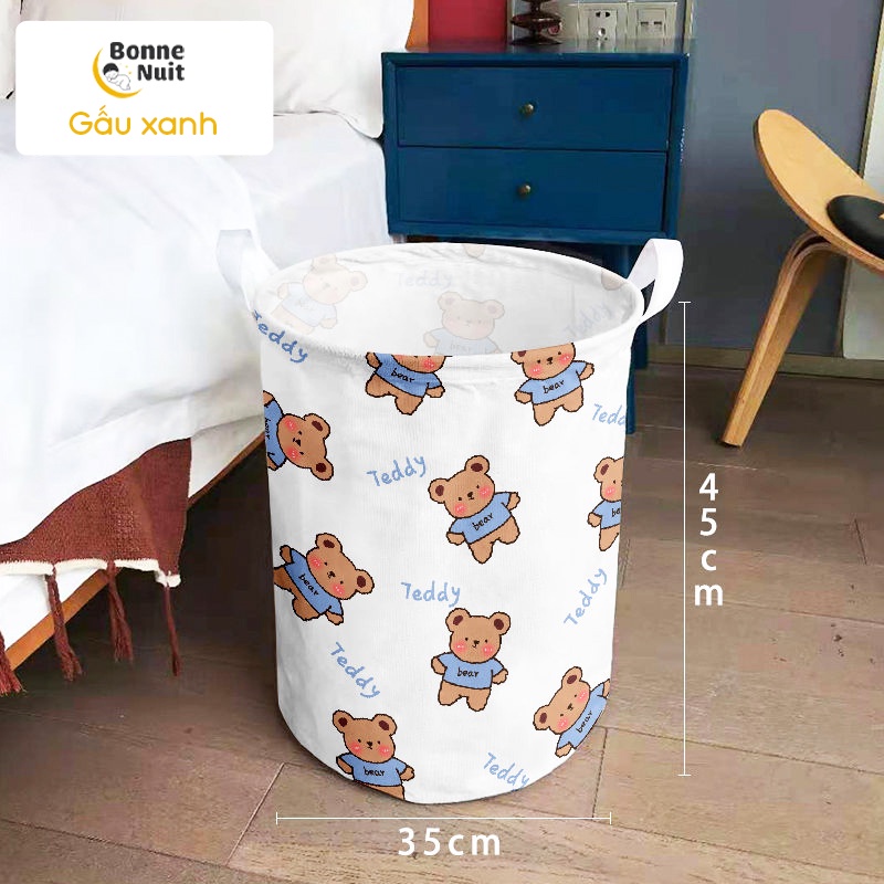 Giỏ Canvas đựng đồ chơi, quần áo cho bé hoạ tiết siêu yêu