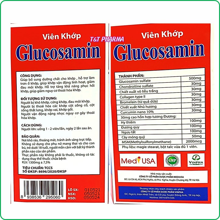 Viên Khớp Glucosamin MSM 2000 Giảm Thoái Hóa Khớp, Giảm Đau Viêm Khớp Tăng Cường Dịch Khớp, Giúp Khớp Cử Động Linh Hoạt