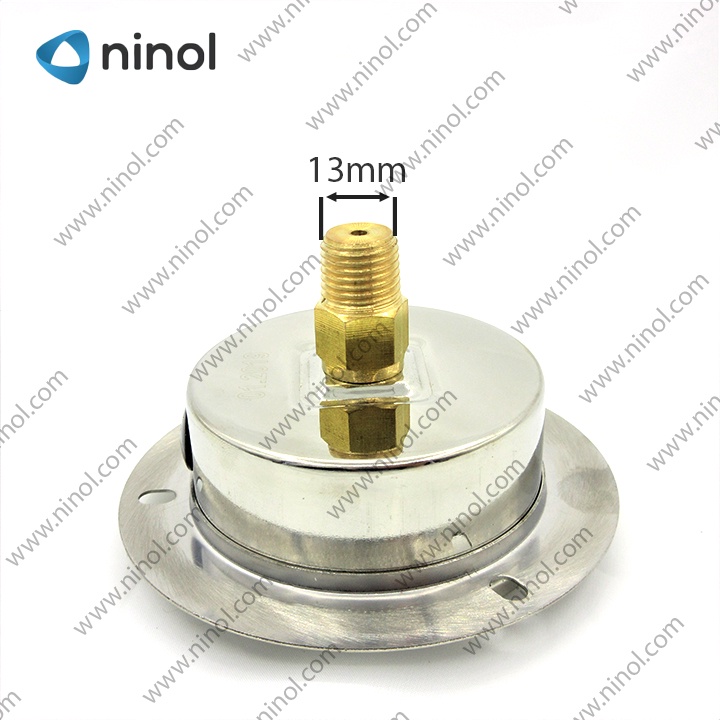 Đồng hồ đo áp suất hơi, khí nén mặt 63mm dầu chân ren sau