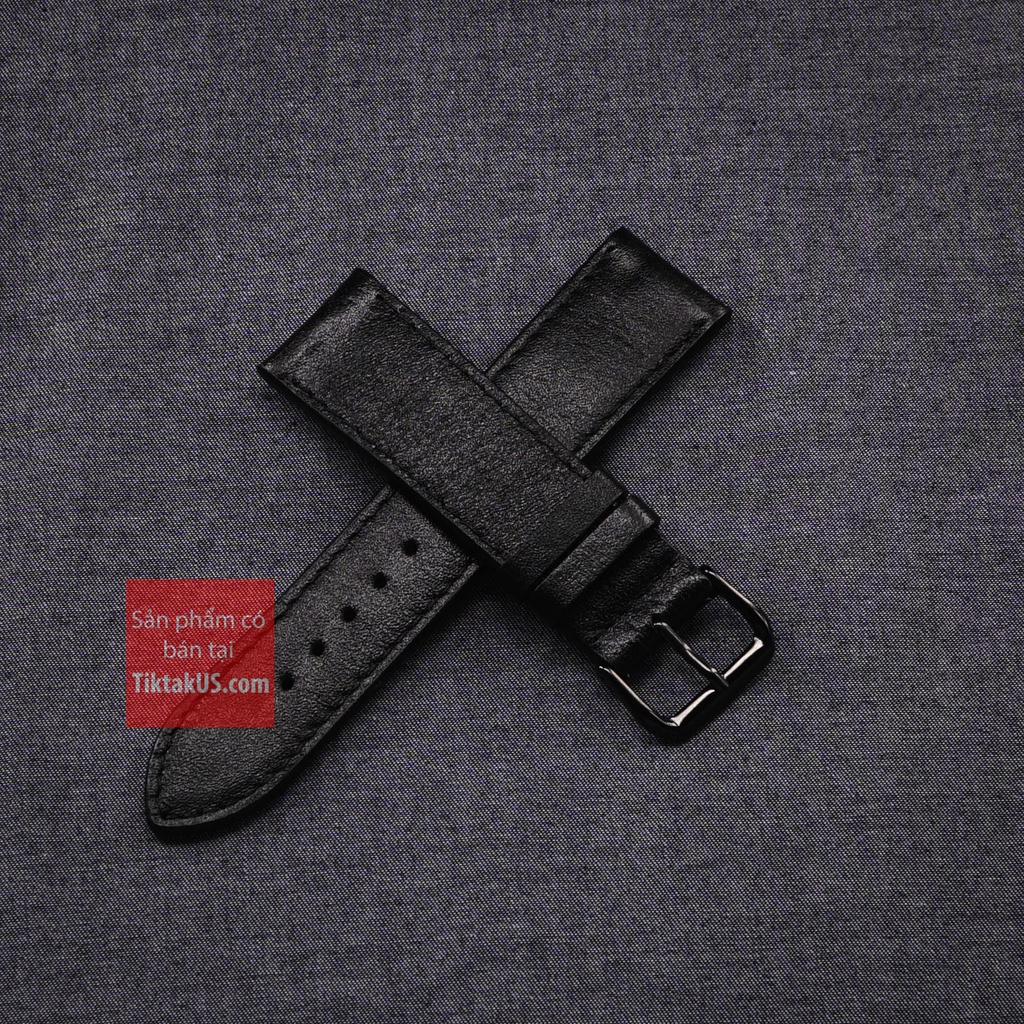 Dây đồng hồ nam da bò thật 100% khóa đen, đủ màu Size từ 18mm đến 24mm