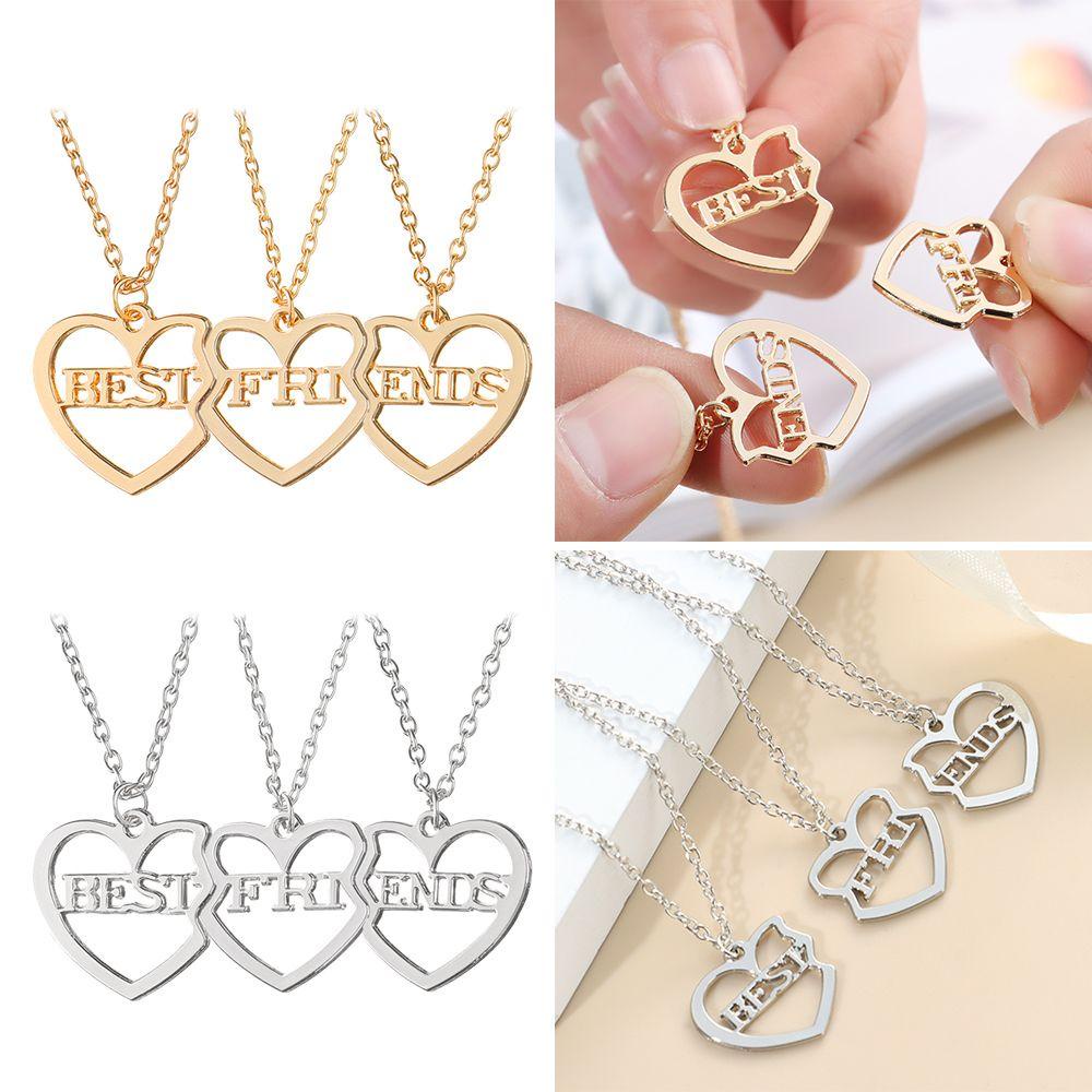 1 Bộ 3 Mặt Dây Chuyền Hình Trái Tim Thời Trang