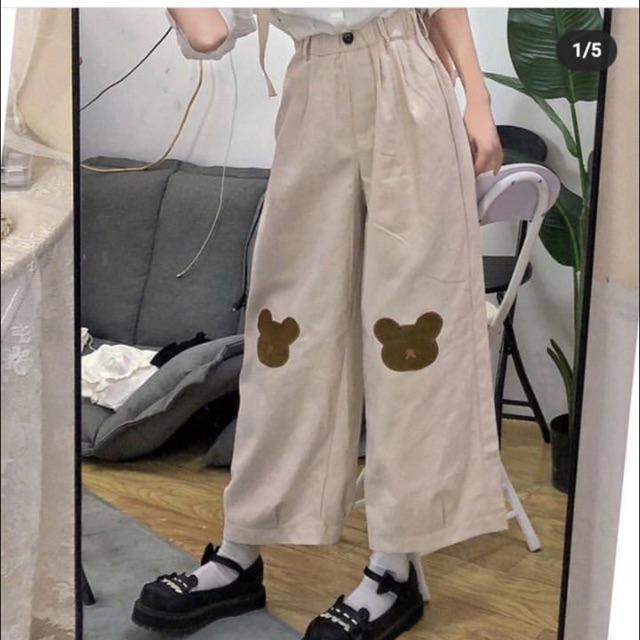 (clip thật) Quần ống loe Feelfree túi nhỏ cúc jeans co dãn cạp cao retro loại 1