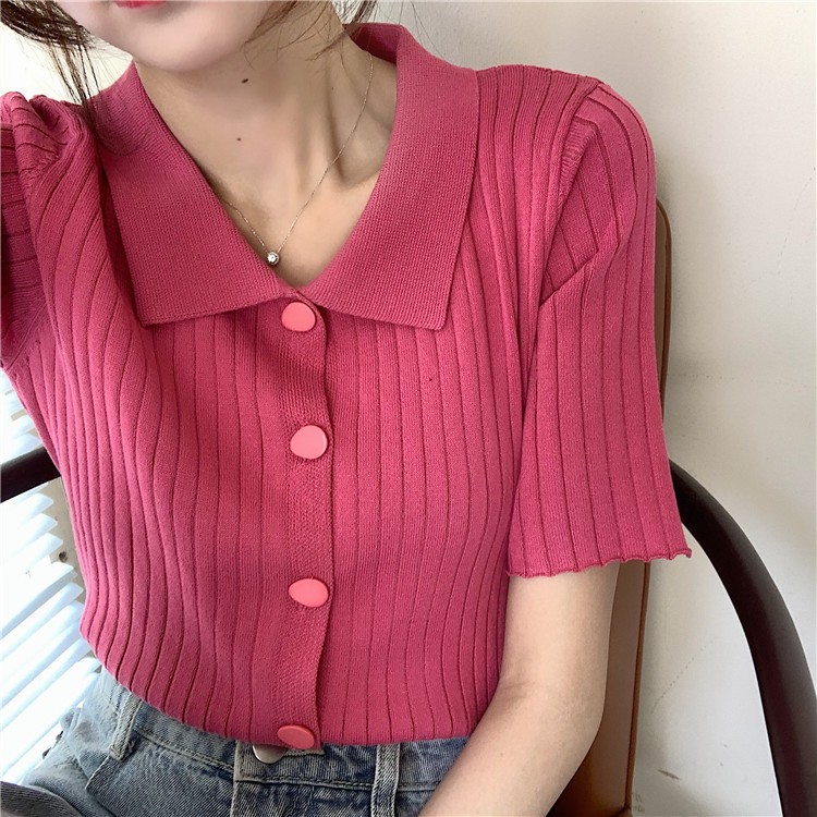 Áo Thun Polo Tay Ngắn Màu Trơn Phong Cách Hàn Quốc