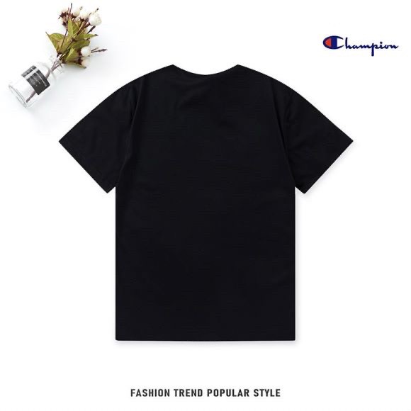 Áo Thun Cotton Ngắn Tay Thêu Chữ Champion Thời Trang Cho Nam Nữ