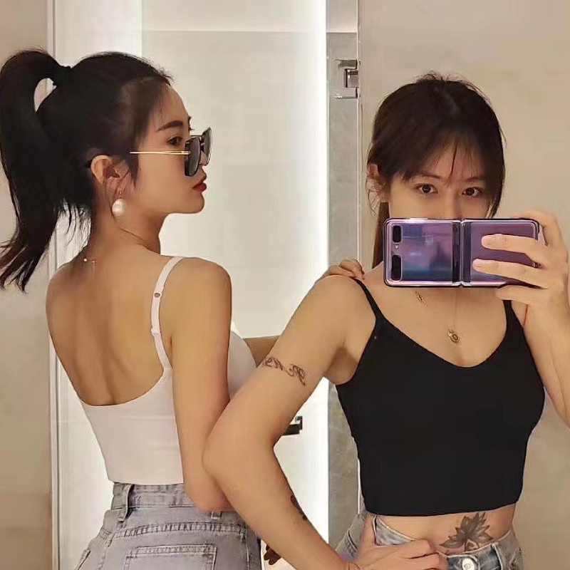 Áo Ngực Thể Thao Hai Dây Cổ Chữ U Có Mút Đệm Không Đường May Lưng Quyến Rũ Dành Cho Nữ